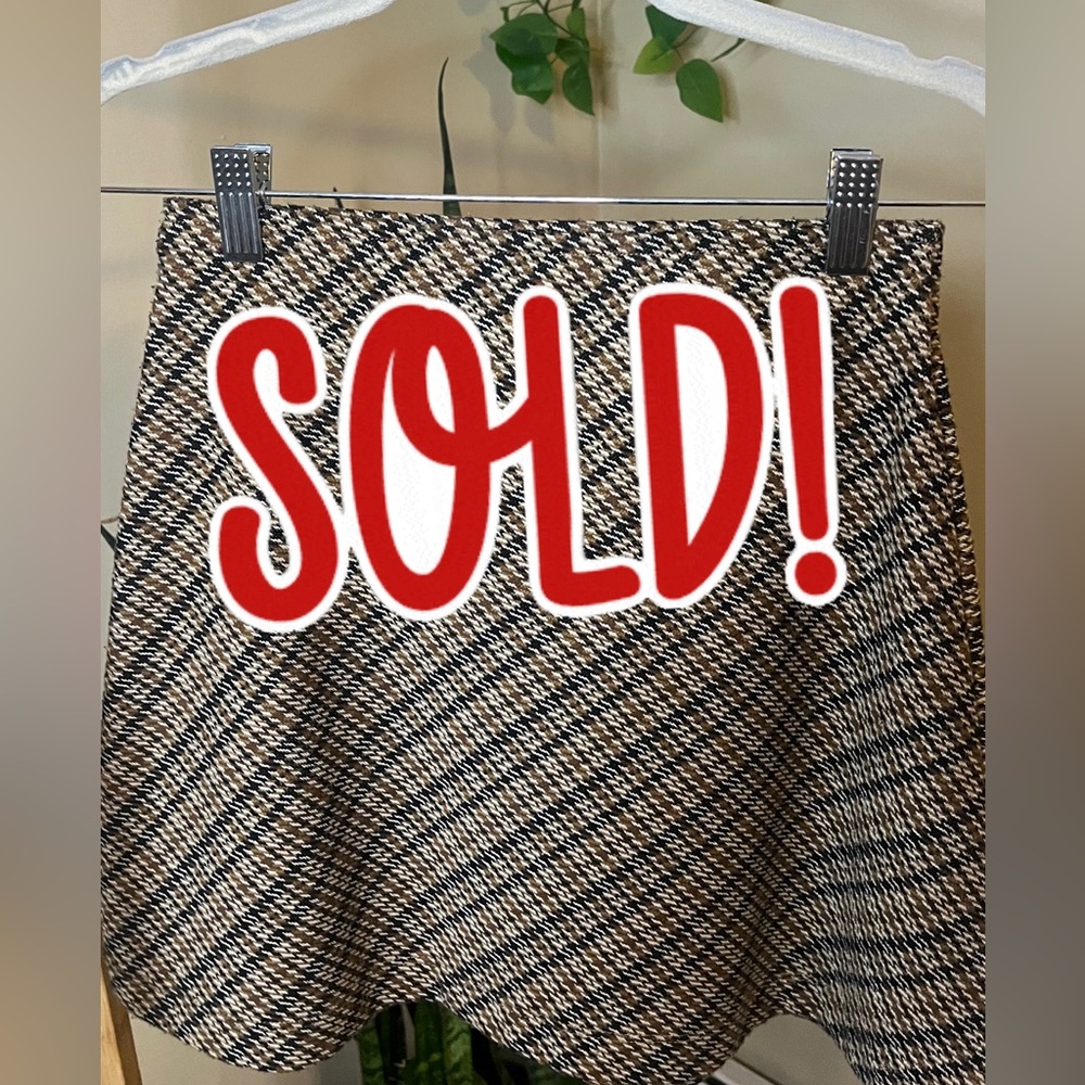Free People Women's Tan and Brown Plaid Skirt